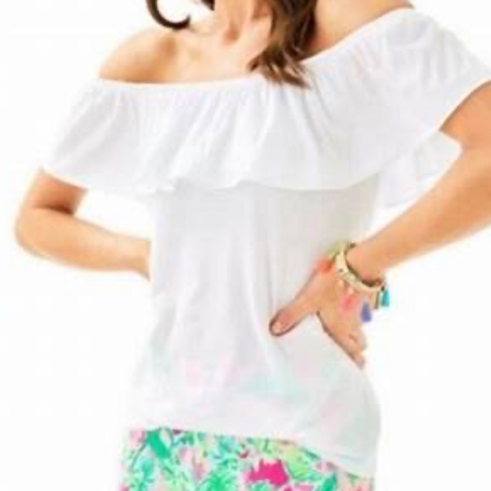 White Off-Shoulder Ruffle Top